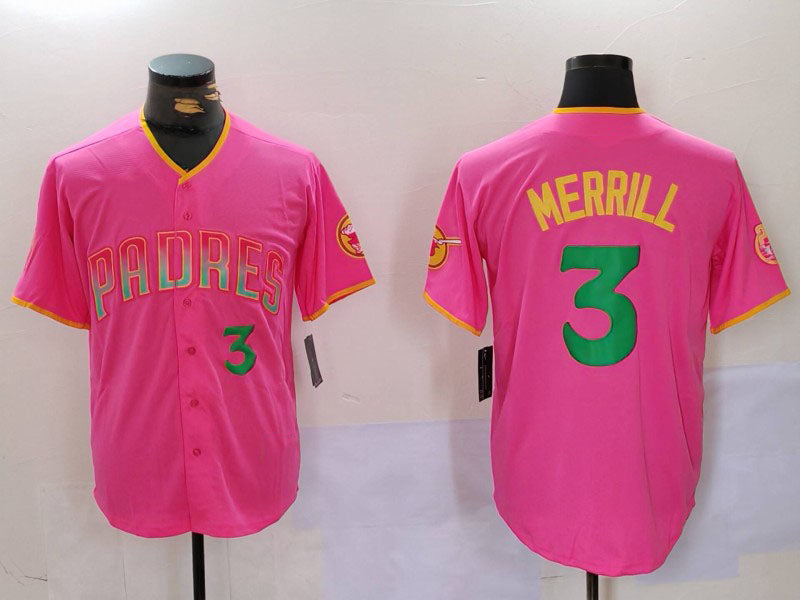 Custom #3 Pink SD Baseball Shirt Top