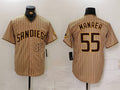 Custom #55 Khaki SD Baseball Shirt Top