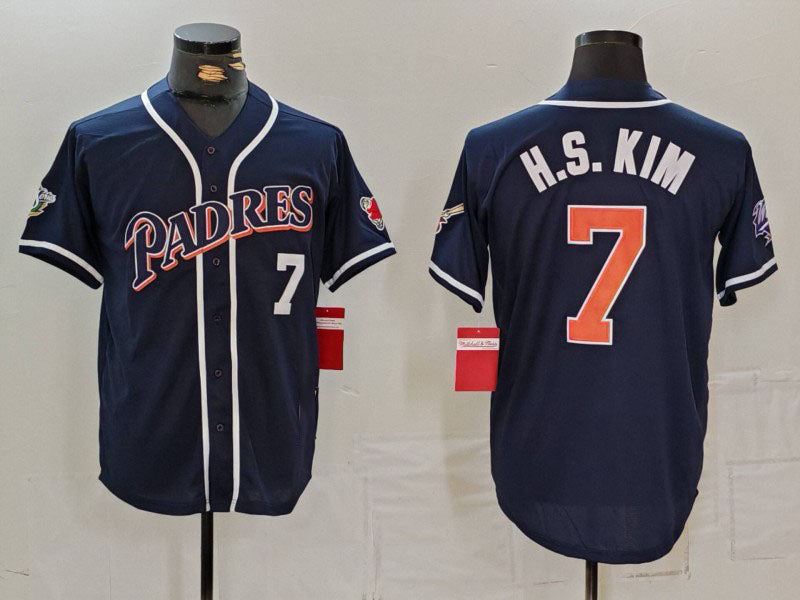 Custom #7 Navy SD Baseball Shirt Top