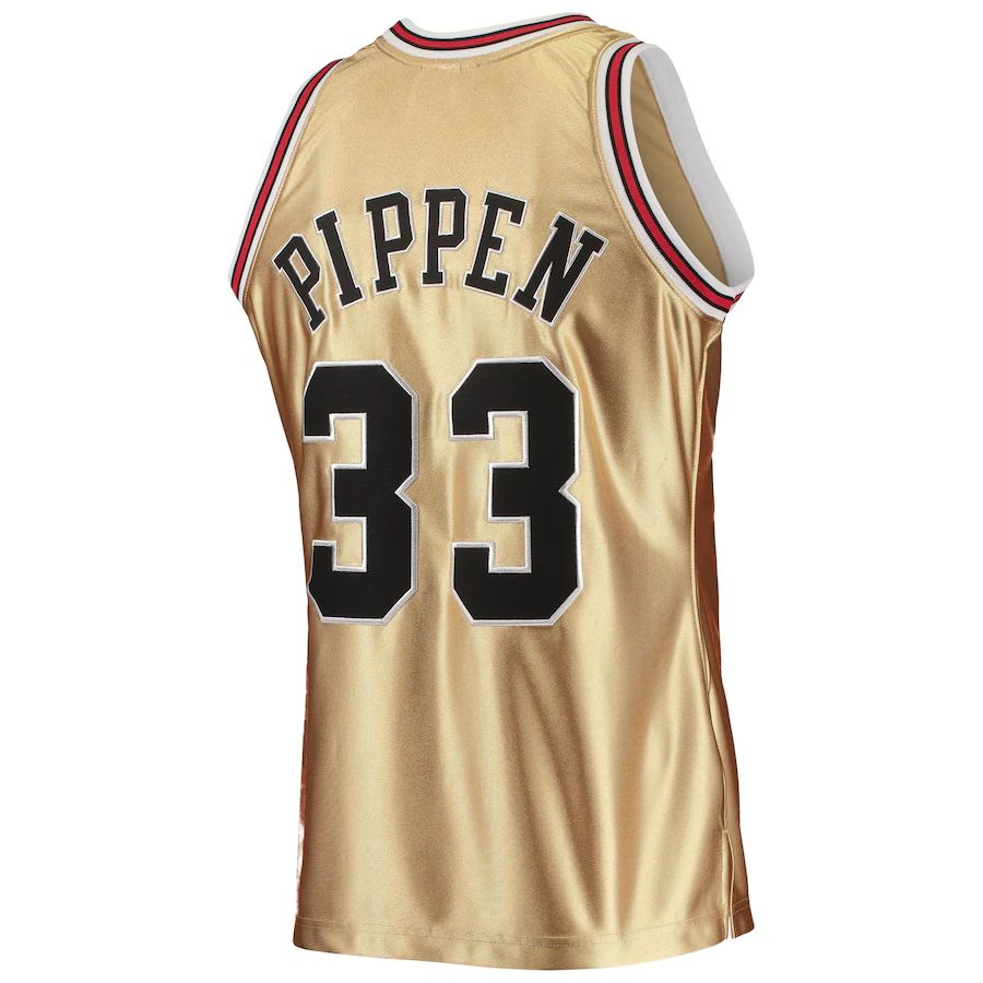 Custom #33 Gold 1997 CHI Basketball Shirt Top