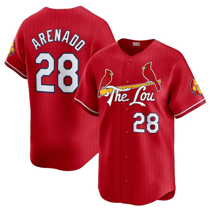 Custom #28 Red 2024 City Connect STL Baseball Shirt Top