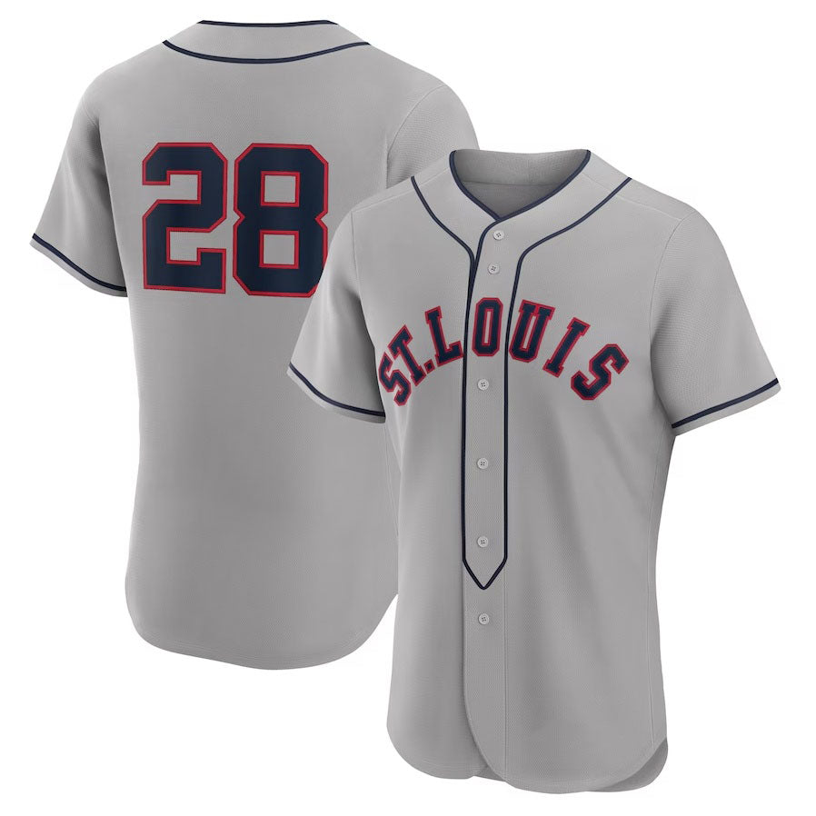 Custom #28 Gray 2024 STL Baseball Shirt Top