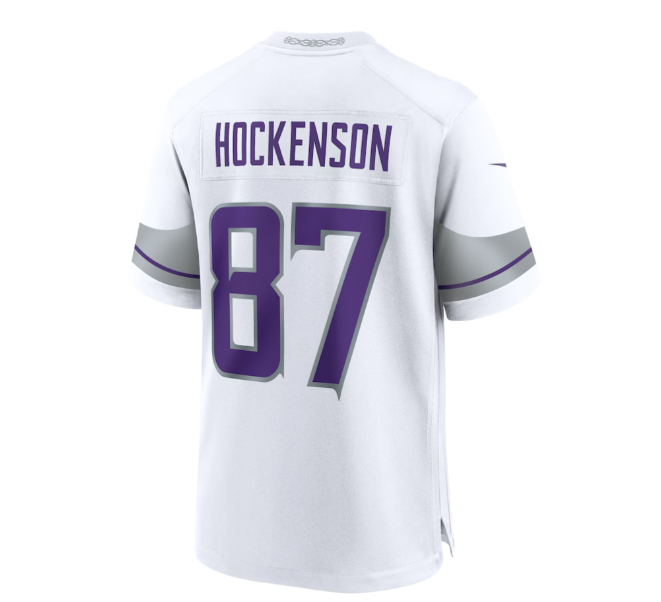 Custom #87 White MIN Football Shirt Top