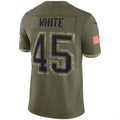 Custom #45 White 2022 TB Football Shirt Top