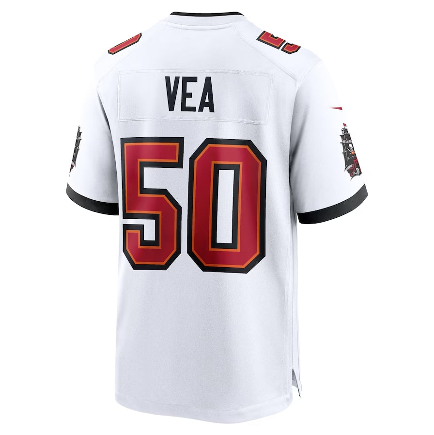 Custom #50 White TB Football Shirt Top