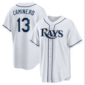 Custom #13 White TB Baseball Shirt Top