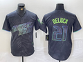 Custom #21 Charcoal 2024 City Connect TB Baseball Shirt Top