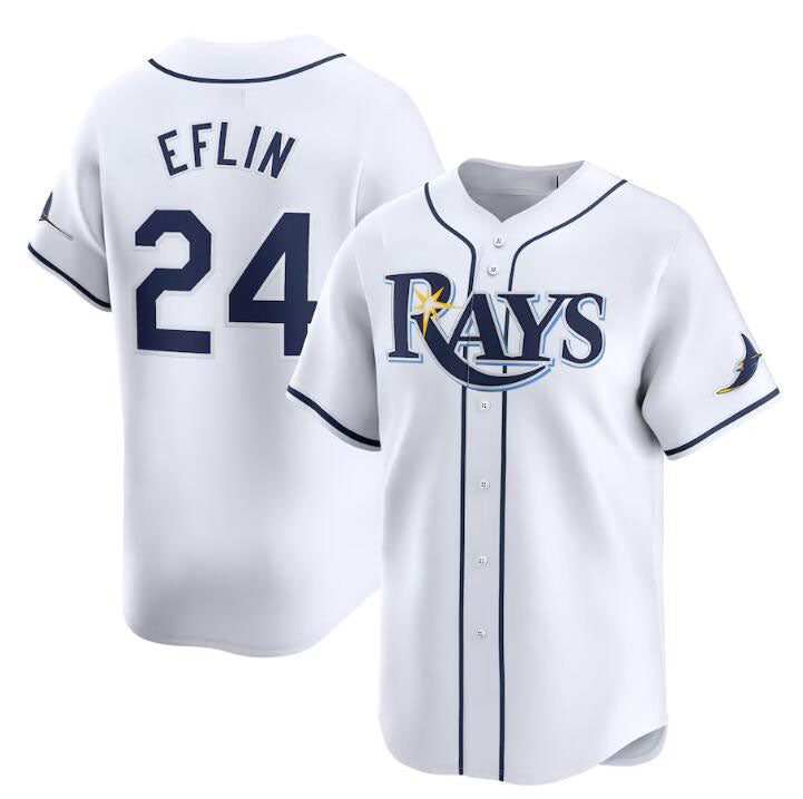 Custom #24 White TB Baseball Shirt Top