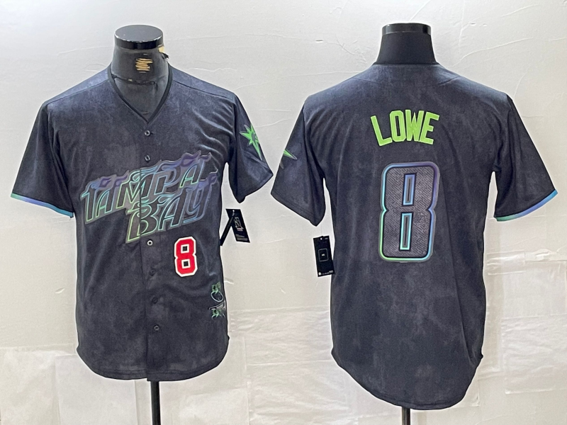 Custom #8 Charcoal 2024 City Connect TB Baseball Shirt Top