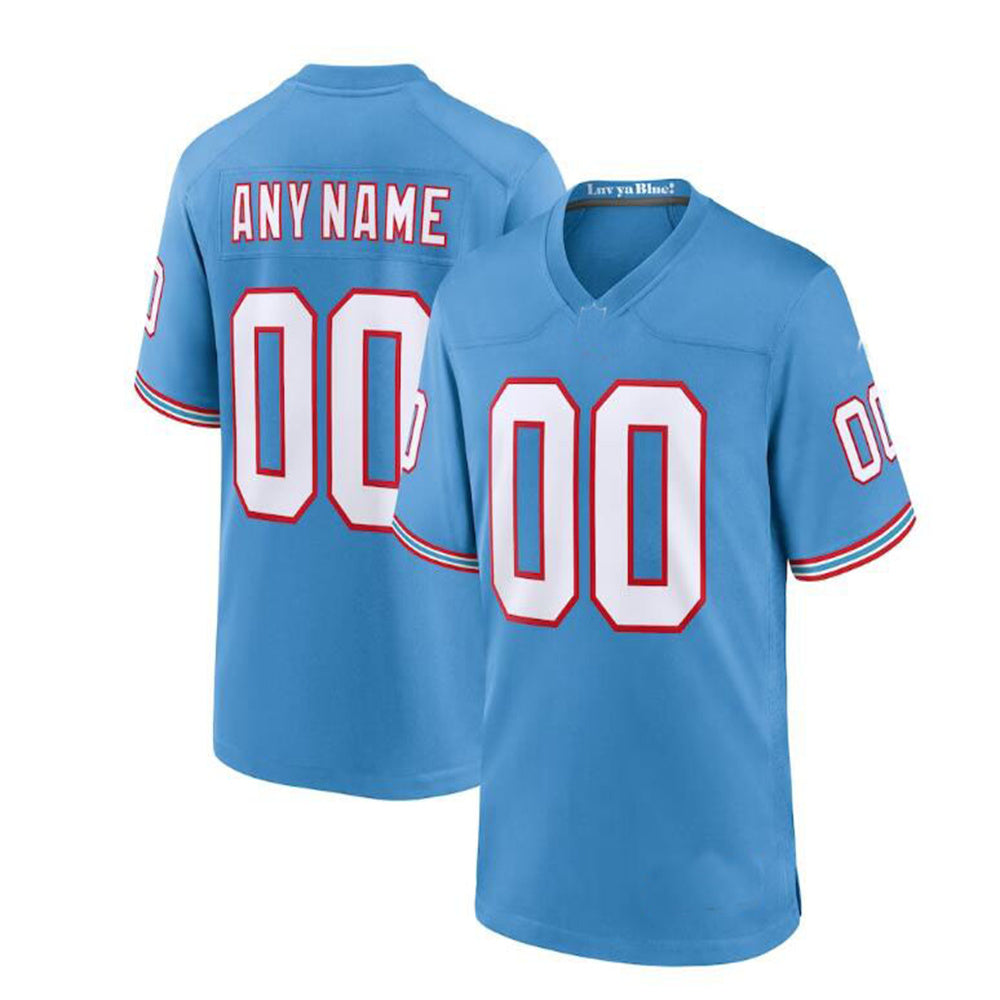 Custom Light Blue Throwback TEN Football Shirt Top