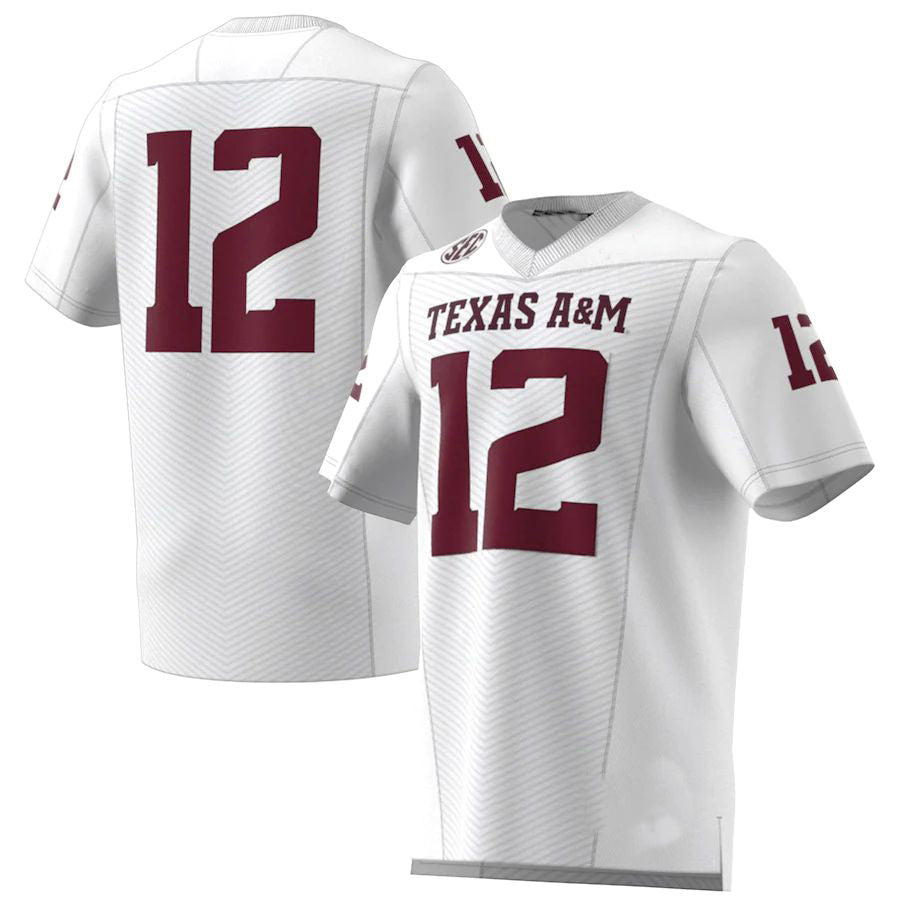 Custom #12 White College Shirt Top