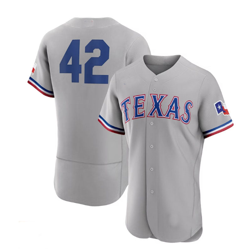 Custom #42 Gray 2023 Jackie Robinson Day TEX Baseball Shirt Top