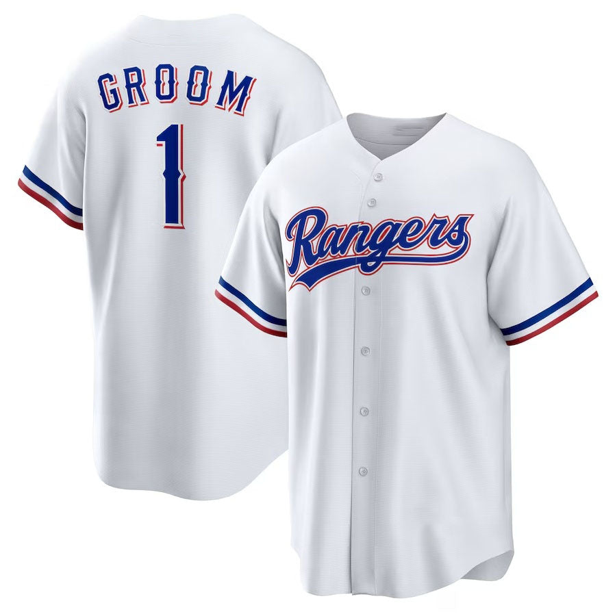 Custom #1 White TEX Baseball Shirt Top