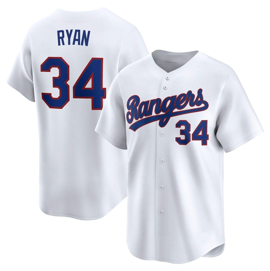 Custom #34 White Throwback TEX Baseball Shirt Top