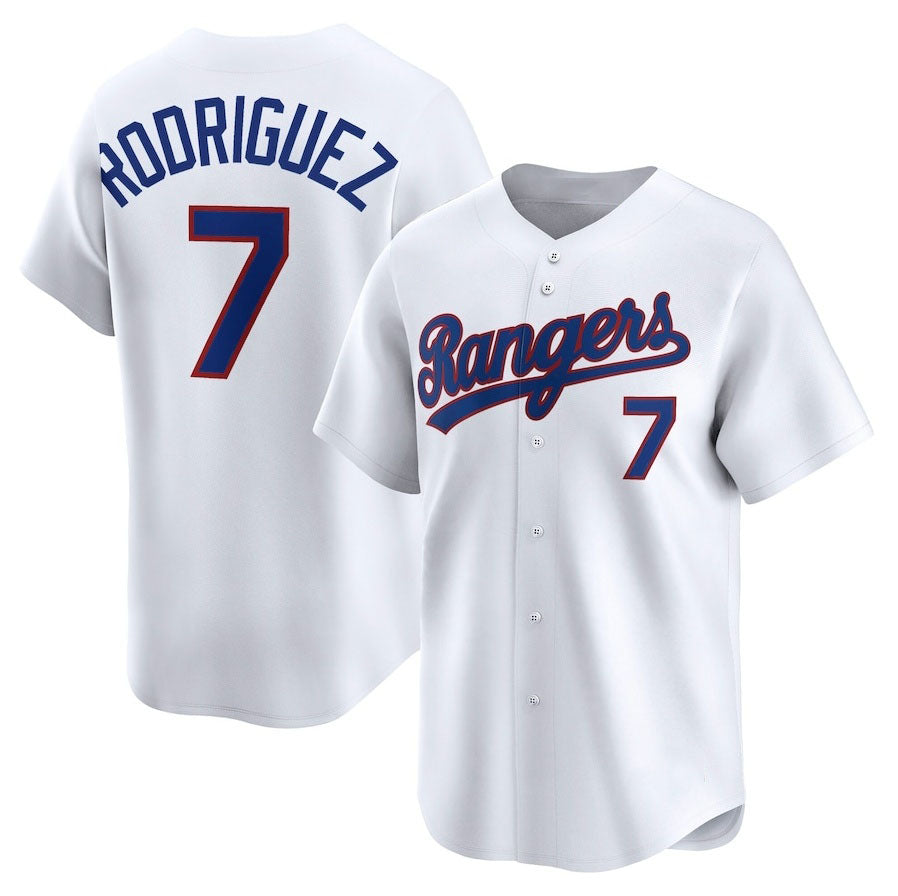 Custom #7 White Throwback TEX Baseball Shirt Top