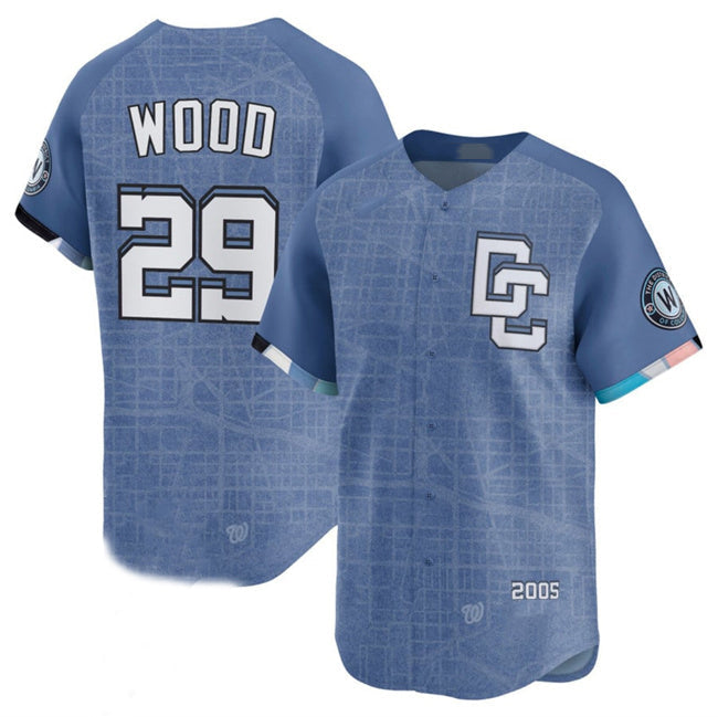 Custom #29 Blue 2025 City Connect WSH Baseball Shirt Top