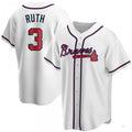 Custom #3 White ATL Baseball Shirt Top