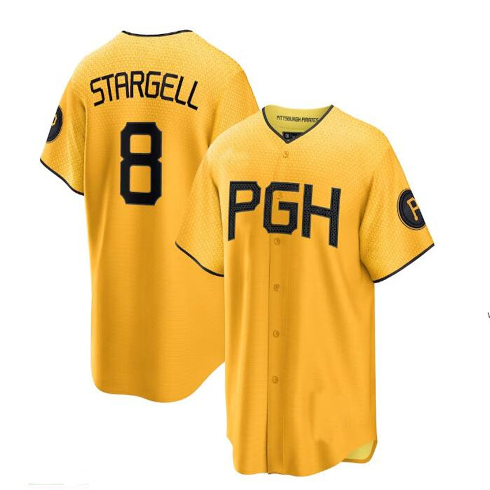 Custom #8 Gold 2023 City Connect PIT Baseball Shirt Top