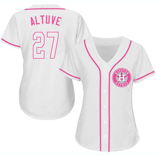 Custom #27 White HOU Baseball Shirt Top