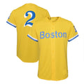 Custom #2 Light Blue City Connect BOS Baseball Shirt Top