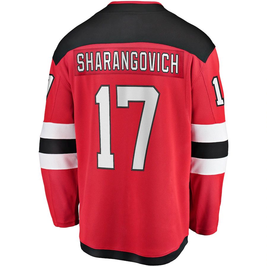 Custom #17 Red 2017 NJD Hockey Shirt Top