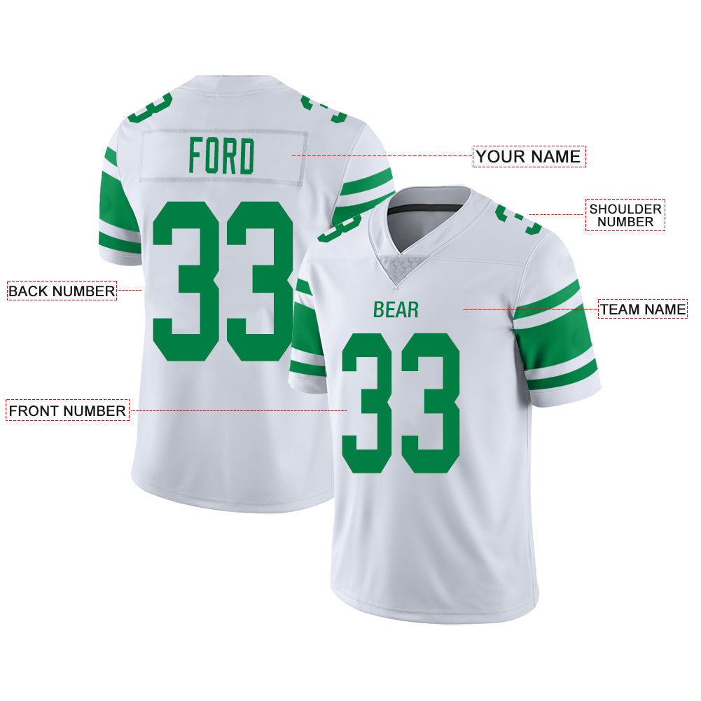 Custom White NYJ Football Shirt Top