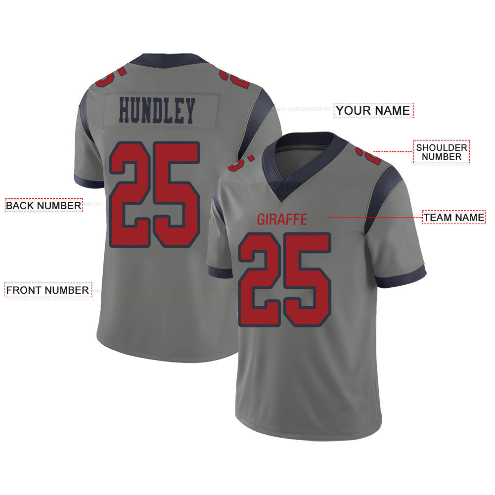 Custom Grey HOU Football Shirt Top