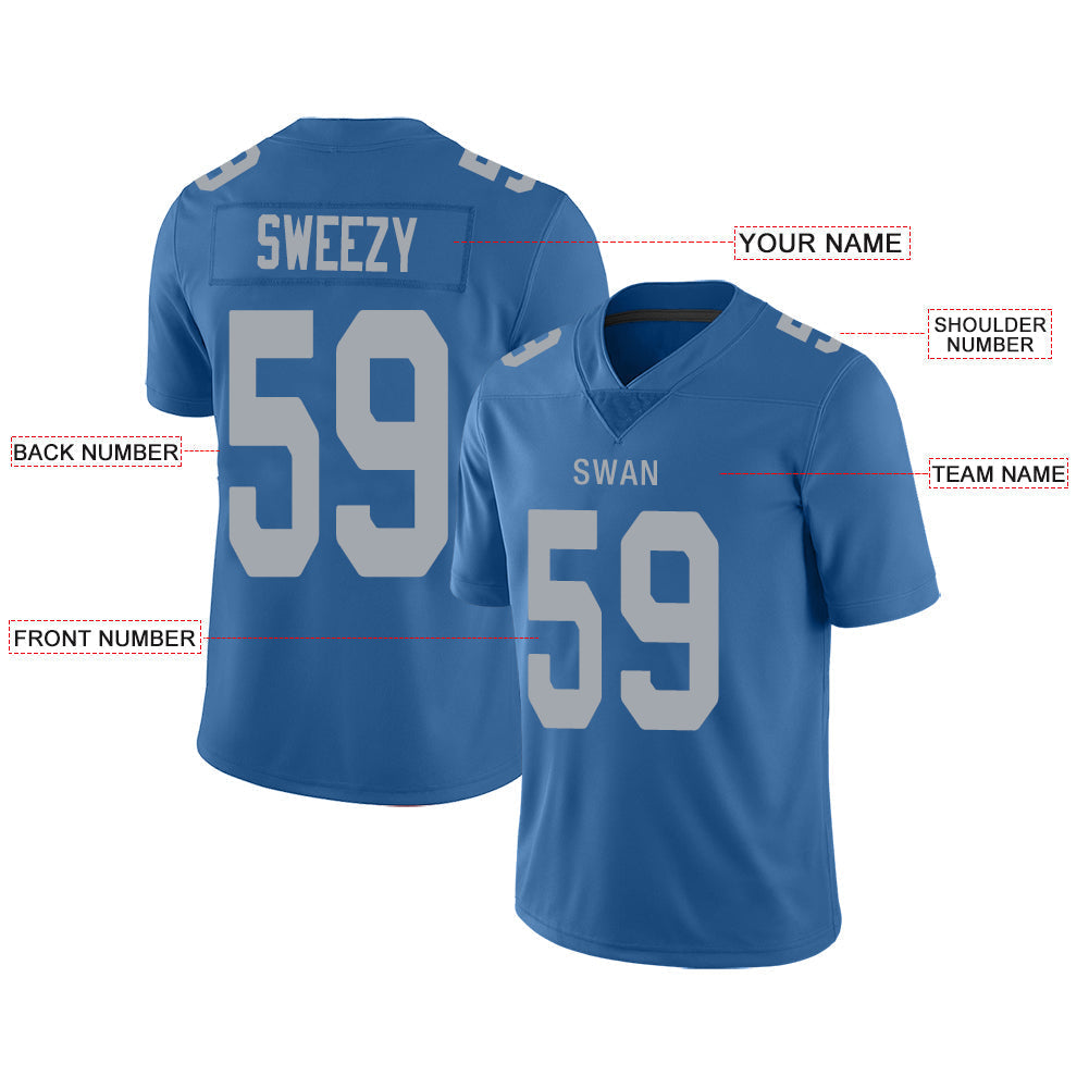 Custom Blue DET Football Shirt Top