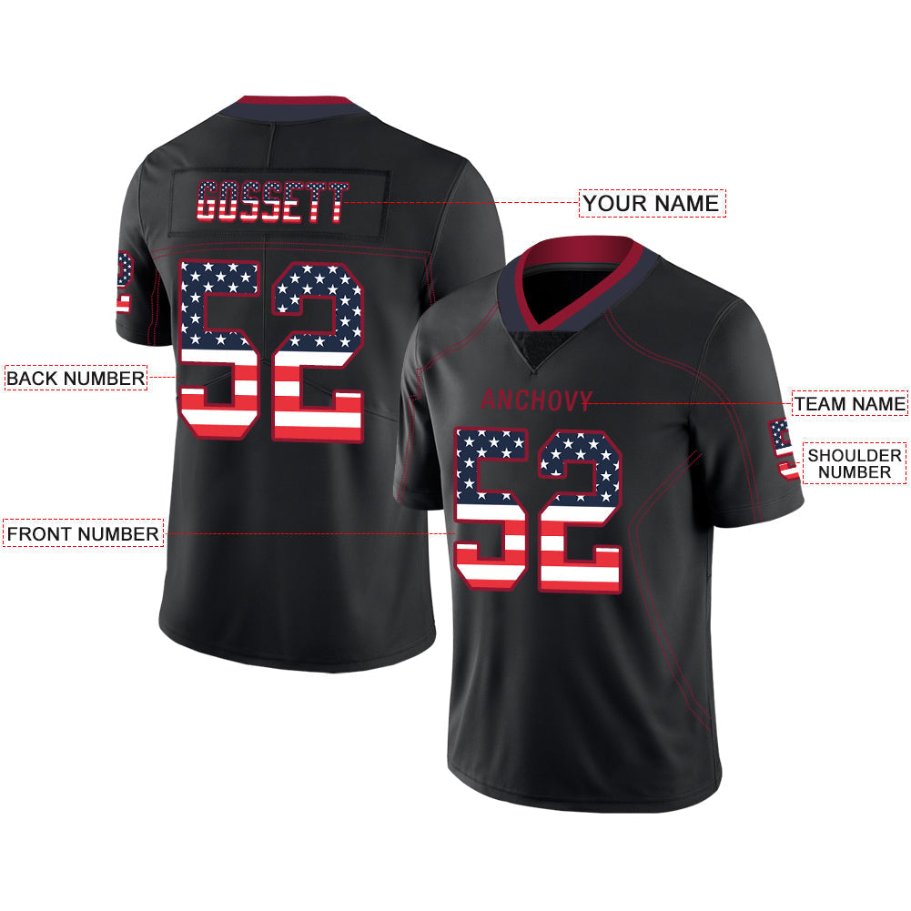 Custom Black HOU Football Shirt Top