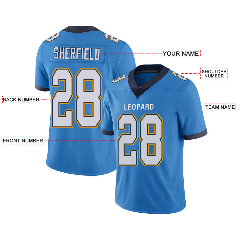 Custom Powder Blue LAC Football Shirt Top