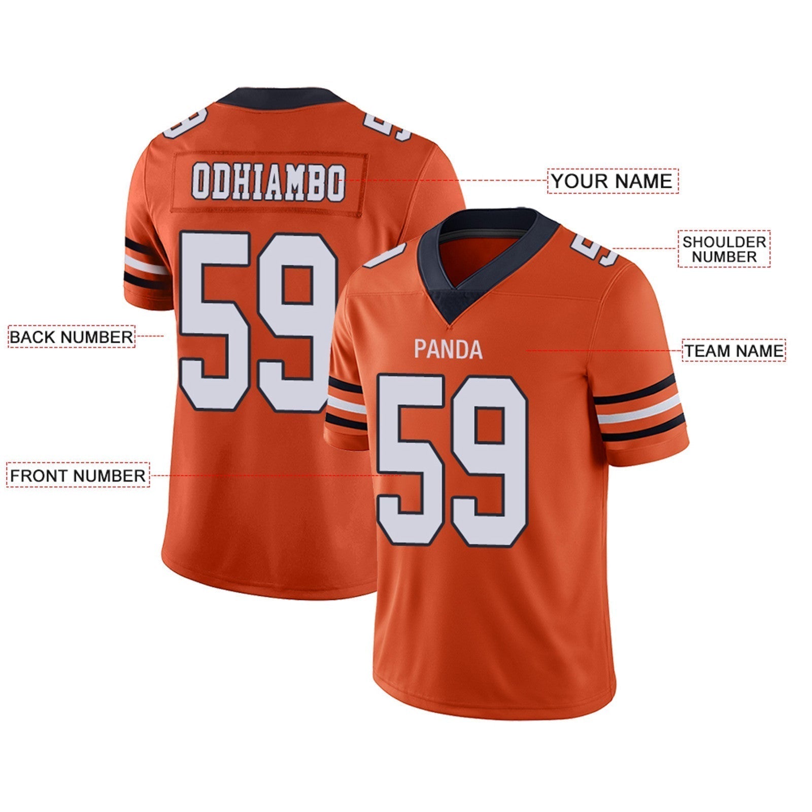 Custom Navy CHI Football Shirt Top