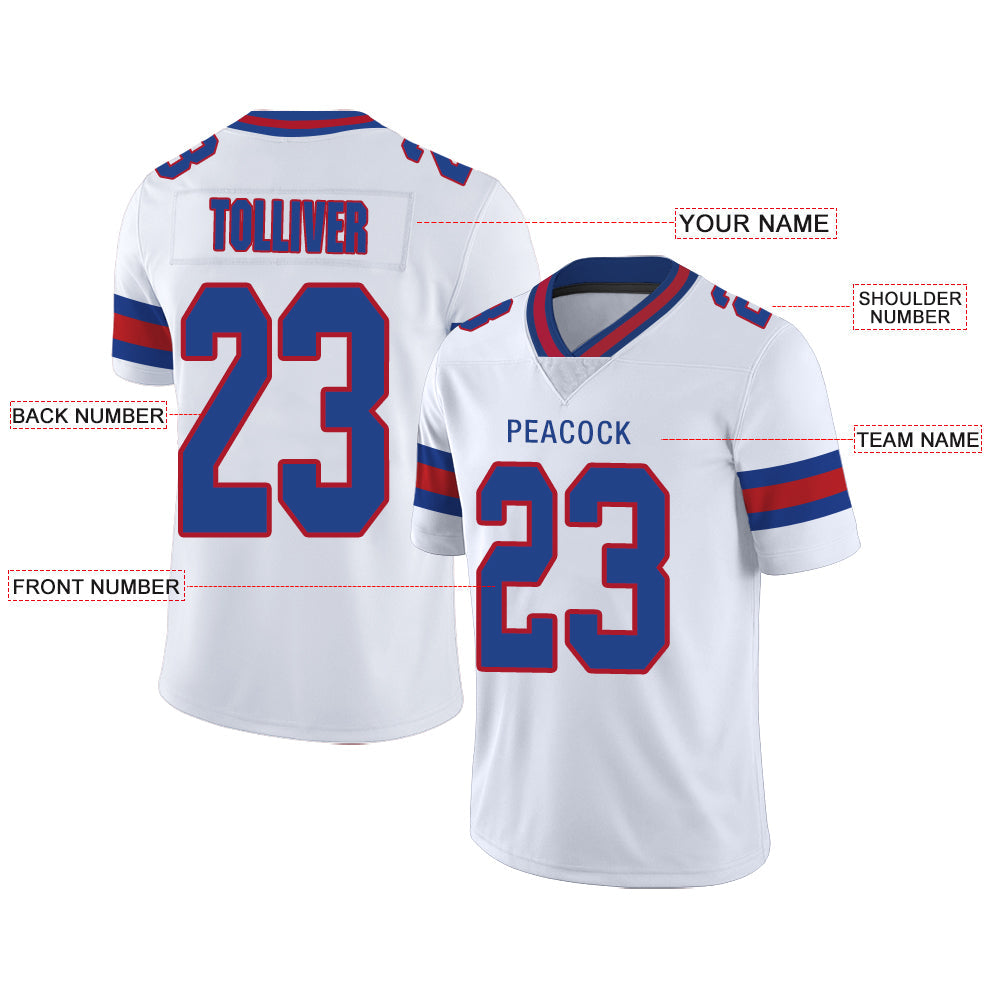 Custom White NYJ Football Shirt Top