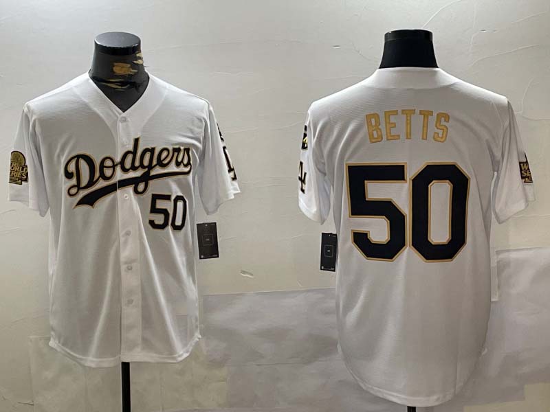 Custom #50 White 2024 LAD Baseball Shirt Top