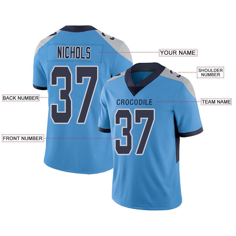 Custom Light Blue TEN Football Shirt Top