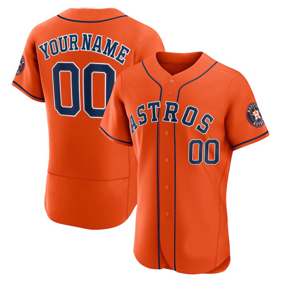 Custom Orange HOU Baseball Shirt Top